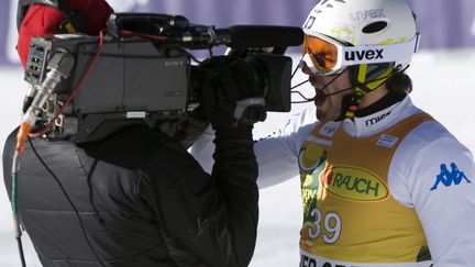 L'Italien Patrick Thaler &agrave; l'arriv&eacute;e du slalom de Beaver Creek (Colorado) o&ugrave; se d&eacute;roule actuellement la Coupe du monde de ski alpin, le 8 d&eacute;cembre 2011. (JOHN MABANGO / EPA / MAXPPP)