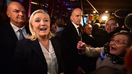 Marine Le Pen dans son fief d'Hénin-Beaumont (Pas-de-Calais), au soir du premier tour des élections régionales, le 6 décembre 2015. (MAXPPP)