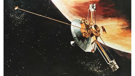 La sonde Pioneer 10 à proximité de Jupiter. Vue d'artiste (JOHN G. MABANGLO / AFP)