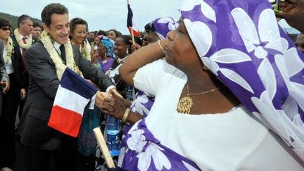 Nicolas Sarkozy à Mayotte le 18 janvier (GERARD CERLES / AFP)