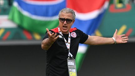 Le sélectionneur tunisien Mondher Kbaier&nbsp;était furieux contre l'arbitre au coup de sifflet final du match Tunisie - Mali.&nbsp; (ISSOUF SANOGO / AFP)