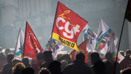 Une manifestation contre la réforme des retraites à Marseille, le 6 février 2020. (CLEMENT MAHOUDEAU / AFP)