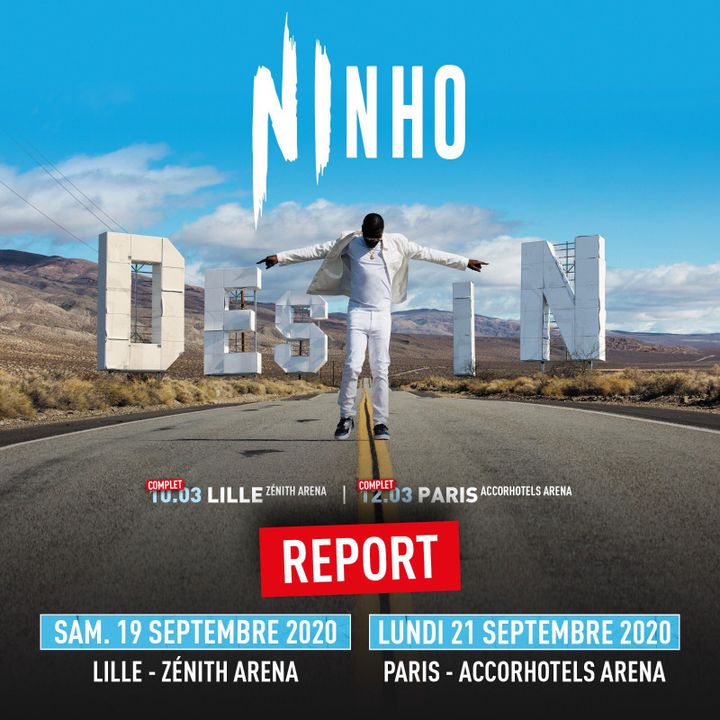 L'annonce du report des deux concerts de Ninho prévus en mars sur son compte Twitter. (#ninho)
