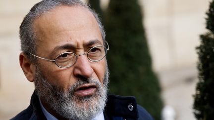 Tareq Oubrou, grand imam de Bordeaux, à l'Elysée le 16 décembre 2023. (LUDOVIC MARIN / POOL / AFP)