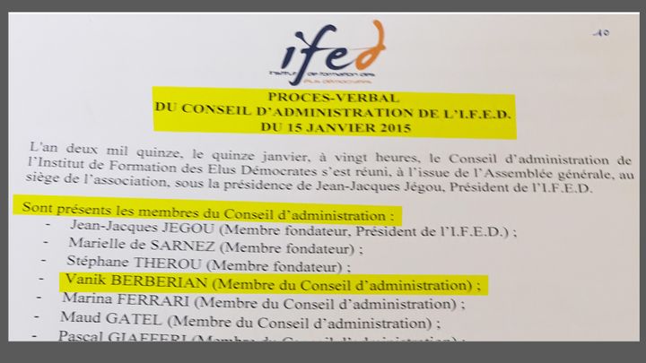 Extrait du procès-verbal du conseil d’administration de l’IFED, le 15 janvier 2015. (RADIO FRANCE)