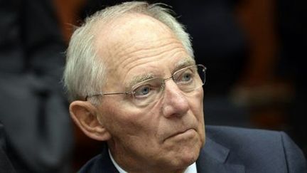 L'austère ministre allemand des Finances, Wolfgang Schäuble, à Bruxelles le 13 juillet 2015 (AFP - Thierry Charlier)