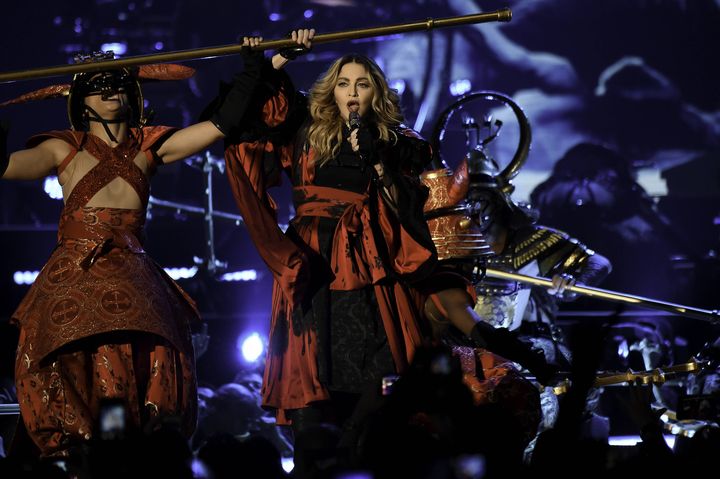 Madonna sur scène à l'AmericanAirlines Arena, Miami, Floride, le 23 Janvier 2016. (RON ELKMAN/USA TODAY NETWORK/SIP/SIPA / SIPA USA)