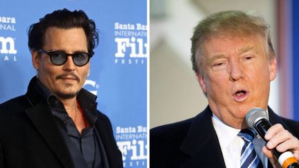 Johnny Depp le 4 février 2016 à Santa Barbara, en Californie ; Donald Trump le 8 février 2016 à Londonderry, dans le New Hampshire, USA
 (Rod Rolle / Sipany - David Goldman / AP (Sipa))