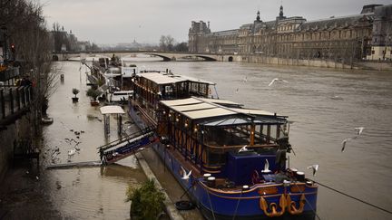 La Seine devant le musée du Louvre à Paris, le 9 janvier 2018. (CHRISTOPHE SIMON / AFP)