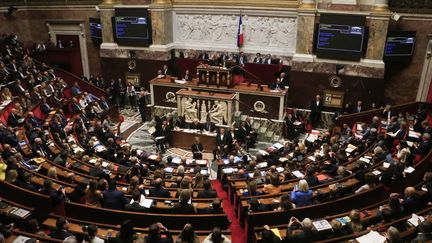 L'hémicycle de l'Assemblée nationale photographié le 4 octobre 2022.&nbsp; (QUENTIN DE GROEVE / HANS LUCAS/AFP)