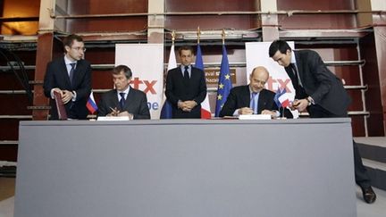 Signature de l'accord franco-russe sur la vente de Mistral (25/01/11) (AFP/DAVID VINCENT)