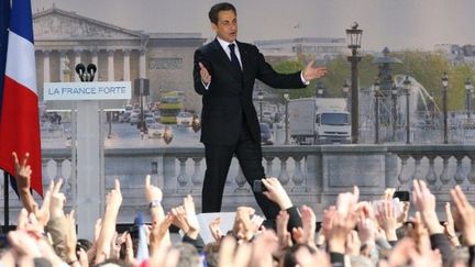 Nicolas Sarkozy, à la Concorde, le 15 avril 2012. (AFP -)