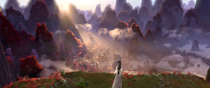 Mountains as if suspended in the air, inspired by the Chinese province of Hunan.  (Light Chaser Animation Studios, Warner Bros.)