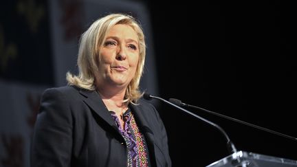 Marine Le Pen, présidente du Front national, le 13 décembre 2015 à Hénin-Beaumont (Pas-de-Calais). (FRANCOIS LO PRESTI / AFP)