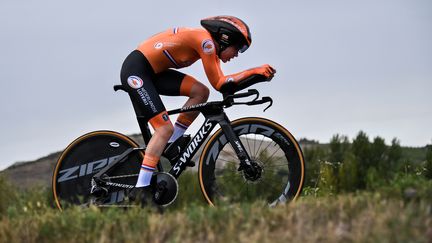 Anna van der Breggen lors de son CLM victorieux à Imola. (MARCO BERTORELLO / AFP)