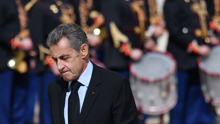 Nicolas Sarkozy, le 30 septembre 2019 à l'Elysée, à Paris, pour l'hommage à Jacques Chirac. (JULIEN MATTIA / ANADOLU AGENCY / AFP)