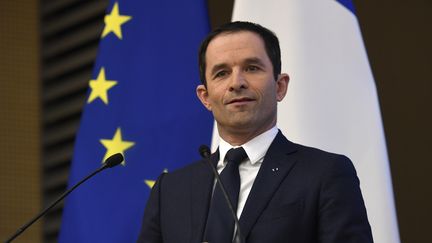 Benoît Hamon veut&nbsp;créer une Assemblée démocratique de la zone euro. Ici, le 9 mars 2017 à Paris. (ERIC FEFERBERG / AFP)