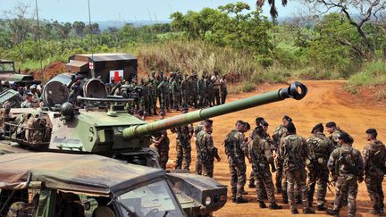 Des forces fran&ccedil;aises et des forces ivoiriennes sur le point d'&ecirc;tre d&eacute;ploy&eacute;es au Mali effectuent un exercice conjoint, le 6 avril 2013 &agrave; Lomo Sud (C&ocirc;te d'Ivoire). (ISSOUF SANOGO / AFP)