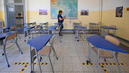 Dans une salle de classe d'une école de Rome, le 4 septembre 2020. (VINCENZO PINTO / AFP)