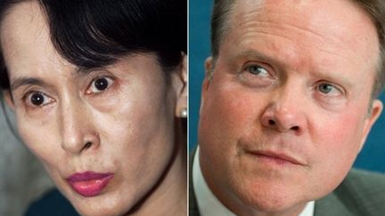 L'opposante birmane Aung San Suu Kyi et le sénateur démocrate américain Jim Webb (© AFP / Emmanuel Dunan / Saul Loeb)