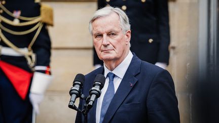 Michel Barnier, Premier ministre, à l'hôtel de Matignon, à Paris, le 5 septembre 2024. (AMAURY CORNU / HANS LUCAS / AFP)