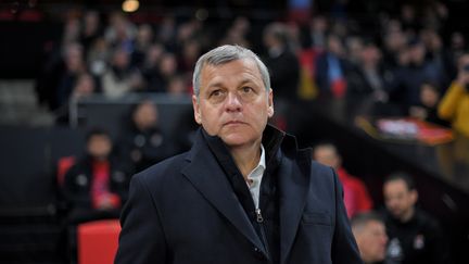 Bruno Genesio lors d'un match de Ligue 1 opposant l'OL au Stade rennais, le 29 mars 2019. (LOIC VENANCE / AFP)