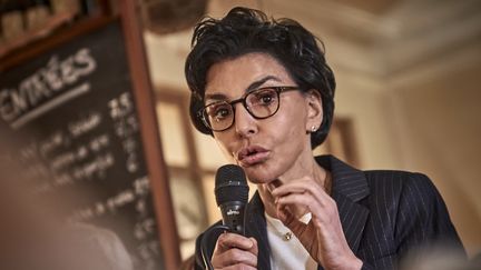 Rachida Dati, candidate LR à la mairie de Paris, le 25 février 2020. (ANTONIN BURAT / HANS LUCAS / AFP)