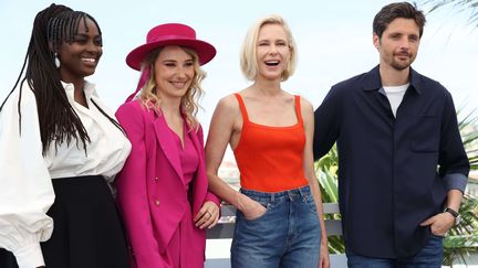 Les quatre cinéastes de ces Talents Adami 2022 venus présentés leurs courts-métrages au Festival de Cannes :&nbsp;Aïssa Maïga, Déborah François, Pascale Arbillot et Raphaël Personnaz. (SHUTTERSTOCK/SIPA / SIPA)