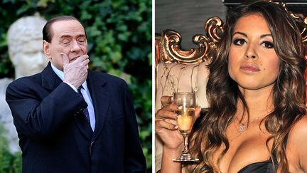 Silvio Berlusconi (&agrave; gauche) et Karima El-Mahgroub, alias Ruby. (GIUSEPPE ARESU / AFP)