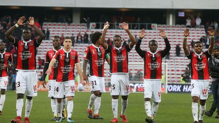 Des joueurs de l'OGC Nice lors du match qui l'opposait à l'équipe de Saint-Etienne, pour la 22e journée de Ligue 1, le 21 janvier 2018, à Nice (Alpes-Maritime). (MAXPPP)