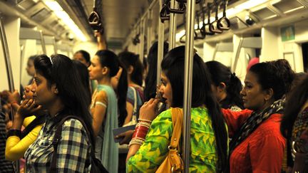 Un wagon réservé aux femmes dans le métro de New Delhi le 26 juin 2014. (HINDUSTAN TIMES)