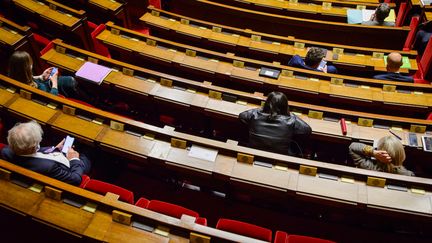 Des députés dans l'hémicycle de l'Assemblée nationale, le 6 avril 2021.&nbsp; (JACOPO LANDI / HANS LUCAS / AFP)