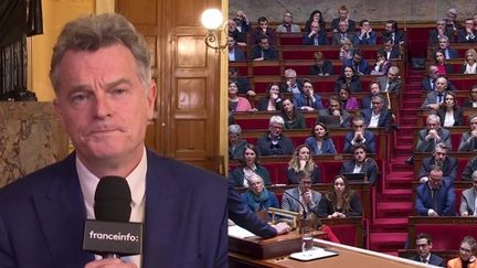 Le député communiste Fabien Roussel est en duplex de l’Assemblée nationale pour réagir dans le 19/20 info au discours de politique générale tenu par Gabriel Attal devant les députés, mardi 30 janvier. (franceinfo)