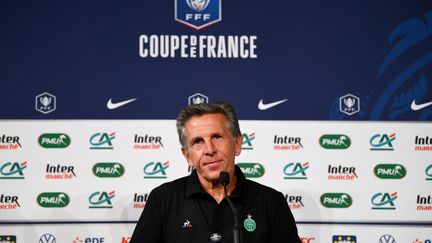 L'entraîneur de l’AS Saint-Étienne Claude Puel lors d'une conférence de presse au Stade de France, le 23 juillet 2020, veille de la finale de la Coupe de France.&nbsp; (FRANCK FIFE / AFP)