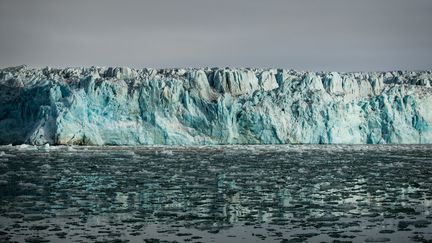 Le glacier de Lilliehook, sur l'île Spitzberg, dans l'archipel du Svalbard (Norvège), en 2017.&nbsp; (MERIL DAREES / MANON MOULIS / BIOSPHOTO / AFP)