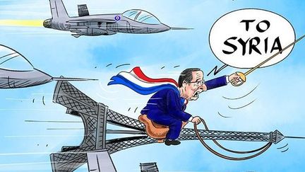 Caricature sur les attentats de Paris vue sur le site iranien al-Alam News. (DR/ Capture d&#039;écran du site iranien al-Alam News)