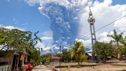 Le volcan Lewotobi Laki-Laki, en Indonésie, est de nouveau entré en éruption le 9 novembre 2024. (ARNOLD WELIANTO / AFP)