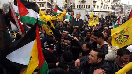 A Ramallah, le 20 février 2011, manif contre le véto US du projet de résolution contre la colonisation israélienne. (AFP/ABBAS MOMANI)