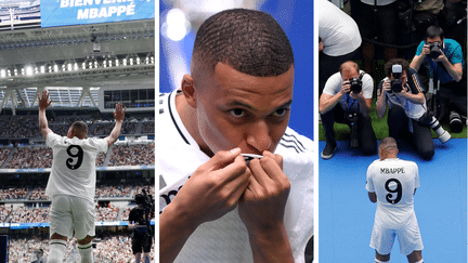 Kylian Mbappé lors de sa présentation au stade Santiago-Bernabéu le 16 juillet 2024. (AFP/GETTY IMAGES EUROPE)