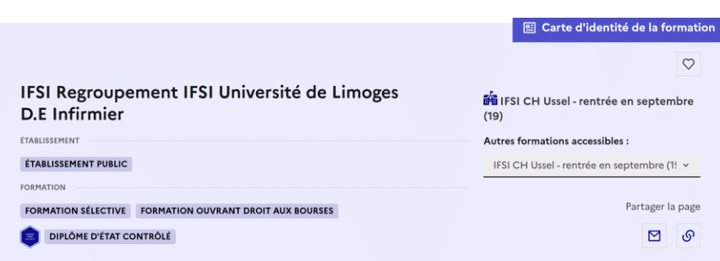 Une "carte d'identité" répertorie les informations essentielles pour chaque formation. (MESR)