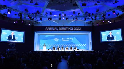 Davos en Suisse, le 20 janvier 2023. Séance de clôture du Forum économique mondial. Les mots à la mode à Davos cette année, étaient polycrise et fragmentation. (LIAN YI / XINHUA NEWS AGENCY / NEWSCOM / MAXPPP)