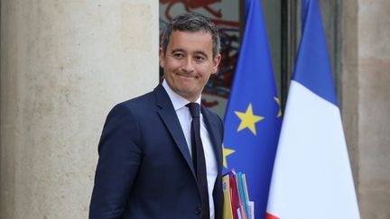 Gérald Darmanin quitte l'Elysée, à Paris, le 3 juin 2019. (LUDOVIC MARIN / AFP)