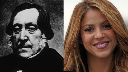 Gioachino Rossini, compositeur (à gauche) et Shakira, chanteuse (à droite). (GETTY IMAGES / AFP)