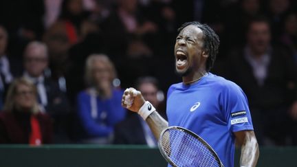 &nbsp; (Gaël Monfils peut laisser exploser sa rage après sa victoire superbe face à Roger Federer © REUTERS/Gonzalo Fuentes)