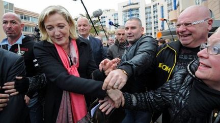 Après être allée à Sète, Marine Le Pen se rend au Mont-Saint-Michel. (ANNE-CHRISTINE POUJOULAT / AFP)