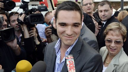 Etienne Bousquet-Cassagne, candidat du FN &agrave; la l&eacute;gislative partielle de Villeneuve-sur-Lot (Lot-et-Garonne), le 23 juin 2013. (JEAN-PIERRE MULLER / AFP)