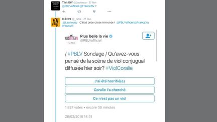 &nbsp; (Capture d'écran du sondage controversé sur Twitter)