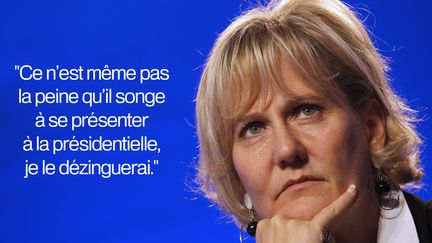 Nadine Morano n'a pas apprécié être lâchée par Nicolas Sarkozy en pleine polémique sur la race blanche, comme le montrent ses déclarations au Point, le&nbsp;30 septembre 2015. Depuis,&nbsp;une réconciliation semble être en cours, mais l'ancienne secrétaire d'Etat n'a pas oublié pour autant. (ALEXANDER KLEIN / AFP)