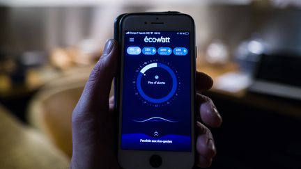 Le dispositif de veille sur la consommation d'électricité Ecowatt est utilisé à Toulouse, le 15 décembre 2022. (FREDERIC SCHEIBER / HANS LUCAS / AFP)