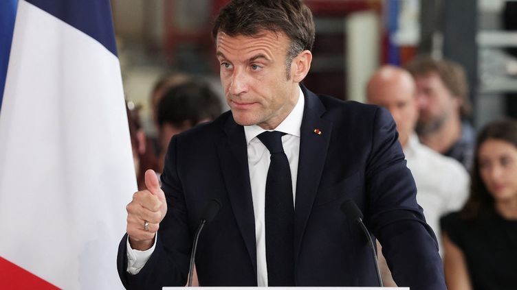 French President Emmanuel Macron in Saintes (Charente-Maritime), May 4, 2023. (THIBAUD MORITZ / POOL / AFP)